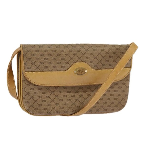 GUCCI Micro GG Supreme Shoulder Bag PVC Beige Gold - Picture 1 of 15